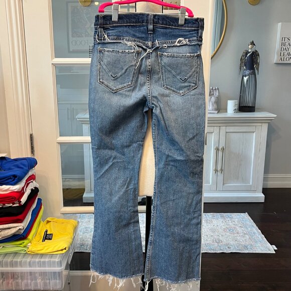 Hudson Los Angeles Distressed Two Tone Flare Jeans 23 - Picture 7 of 9